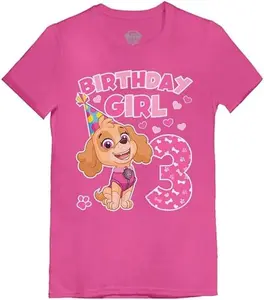 Tstars Skye Birthday Girl 3 Gifts for Three Years Old Bday Paw Patrol Theme Party Toddler Kids Girls Fitted T-Shirt A51144d Casual Print