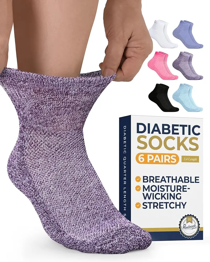 Pembrook Ankle Diabetic Socks | Neuropathy Relief | 6 Pairs in Multiple Colors Pembrook Ankle Diabetic Socks | Neuropathy Relief | 6 Pairs in Multiple Colors
