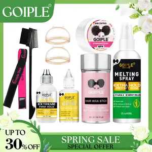 【Spring Glow-Up】9 Count Wig Essentials Kit - Lace Front Wig Glue, Remover, Wig Caps, Elastic Band, Hair Wax Love At First FindStick, Edge Control and Brush Melting Spray Haircare