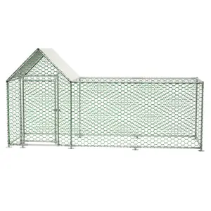Large Walk-In Chicken Coop with Steel Frame & PVC Mesh - Waterproof UV Cover Lockable Door for Poultry Rabbits