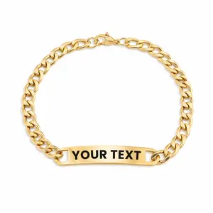 Engraved Bracelet Curved Bar 18k Gold