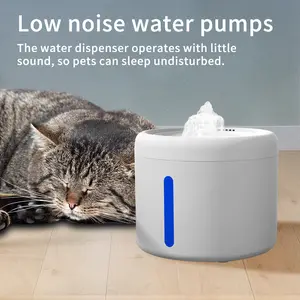 Wireless Cat Water Fountain, 2L Capacity Cordless Pet Waterer with Automatic Dog Feeder