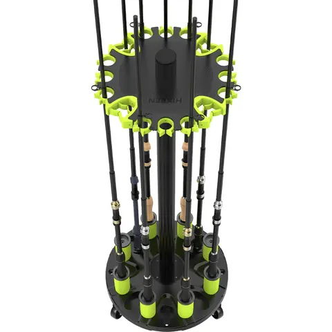 Hikeen Rolling Fishing Rod Rack, Fishing Pole Holder for Garage, Holds Up to 20 Rods or Combos, Portable Fishing Gear Storage Organizer with Wheels, Perfect Fishing Gifts for Men