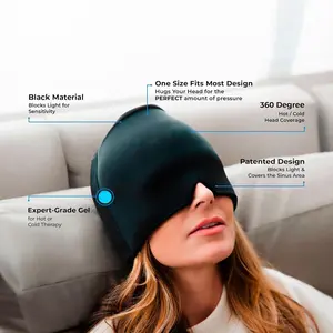 Migraine Relief Hat and Soothing Cool Gel Facial Mask, Cold Compress for Head Pain, Alleviates Tension, Stress, and Hangovers, Sleeping Eye Mask