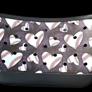 XL Baseball Distressed Hearts Tote Bag- Black