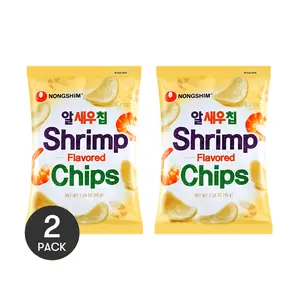 NONGSHIM Korean Shrimp Chips - 2 Pack, 45g Each - Crispy & Flavorful Snack