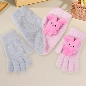 2 Pairs Couple Gloves, Touchscreen Finger Holes, Elastic Warm Knitted Lining, Ideal for Winter, Dating, Valentine's Day