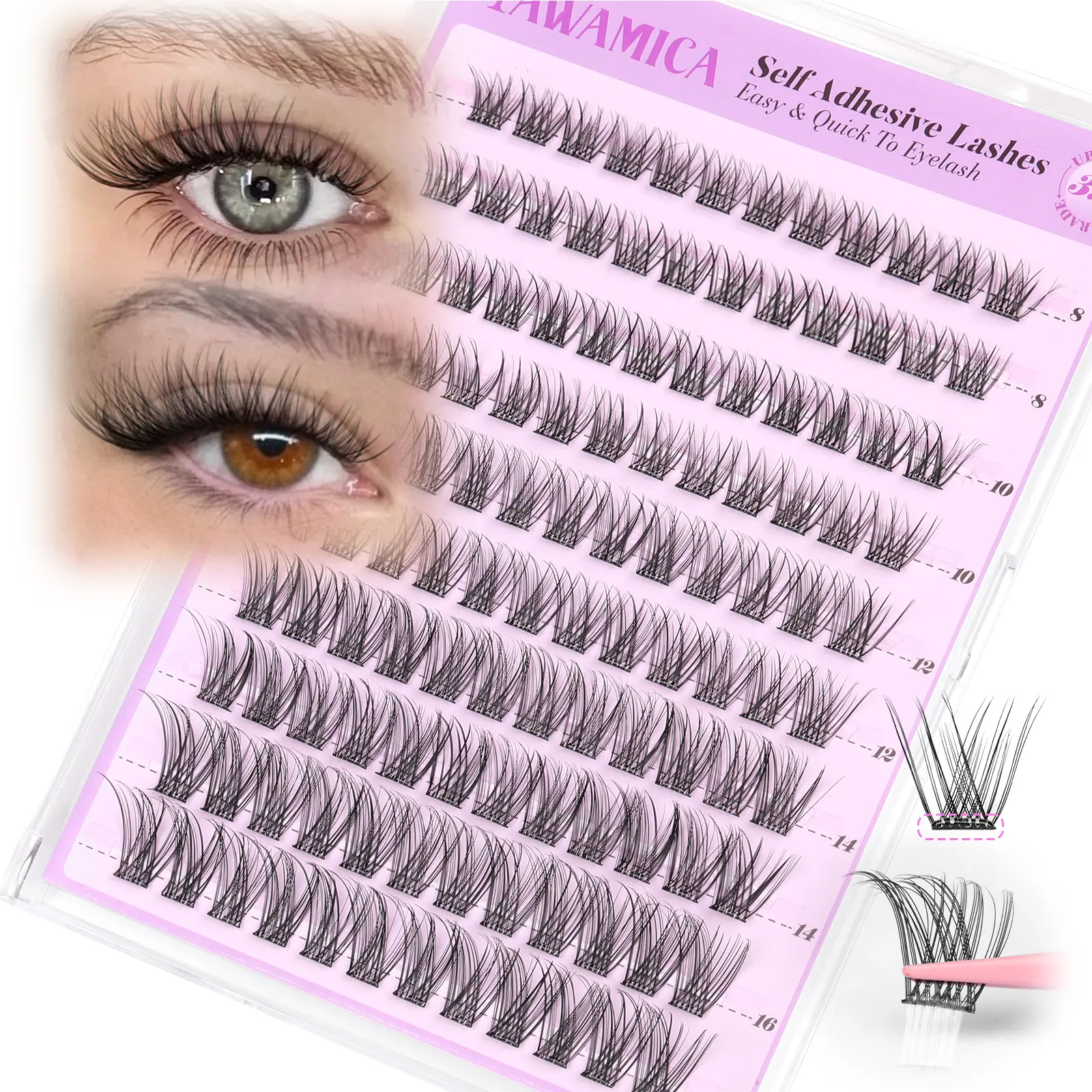 Yawamica Natural Self Adhesive Lash Clusters