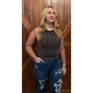 COFFEE PEARL MESH TOP