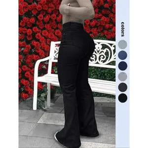 Women'sPlainHighWaistFlareLegJeans,BellBottomsCasualPantsButtonFlyPocketDesignBellBottomDenimTrousersforFall&WinterFlaredPants,Women'sBottomsforDailyWear,GiftSetWomenswearBasicFittedLightWashGlitterMetallic