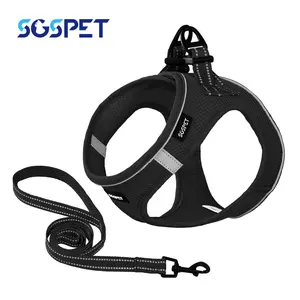 SGSPET Small Dog dogharness Vest Collar Chest Strap Leash Set Breathable Meshdurable reflective  XXXS-L black