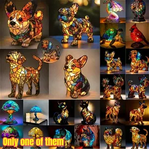 Primpick Cat Lamp Resin Figurine Statue, Sausage Dog Light Battery or USB Option, Random Selection, Home Decor Accessory, LED Home Decor