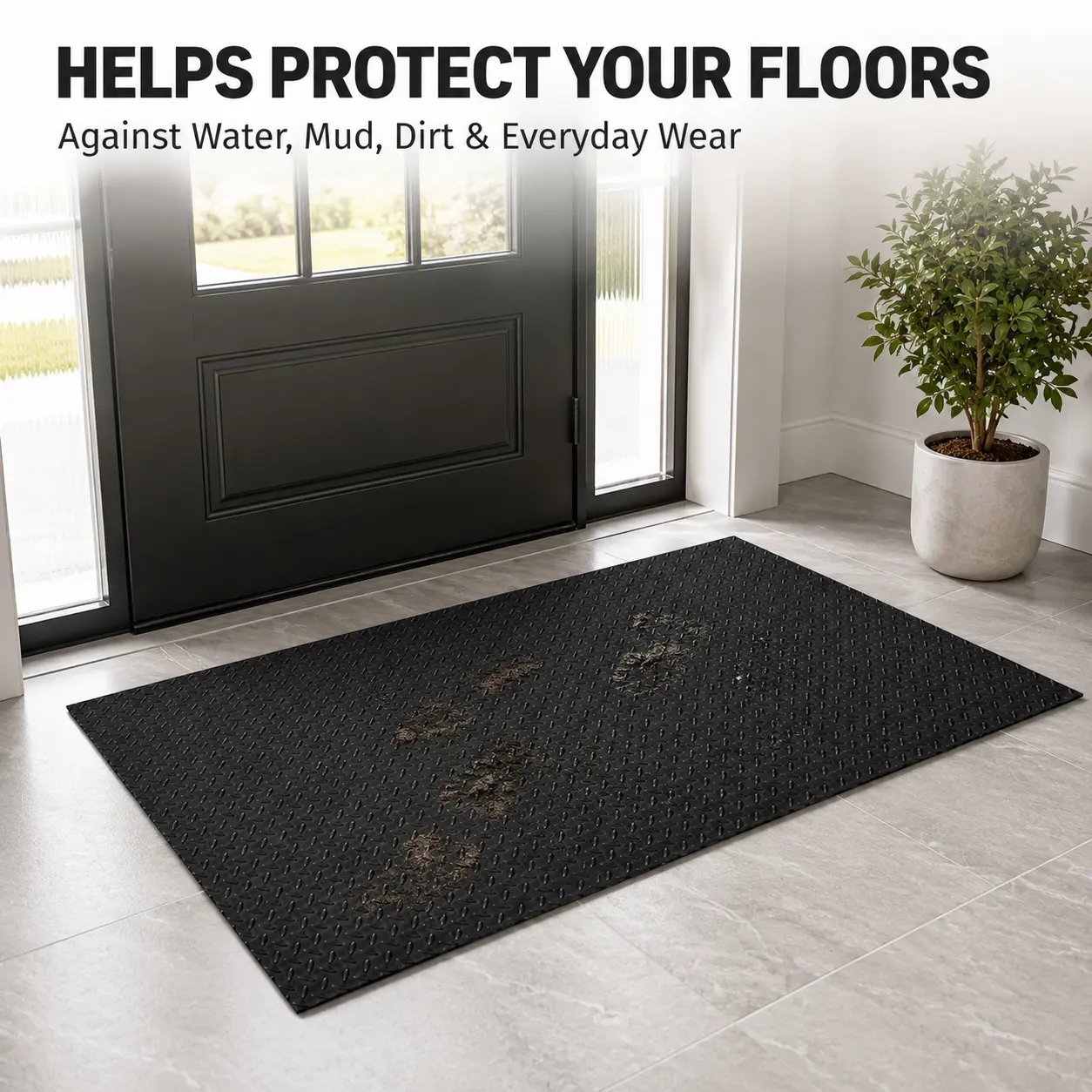 65×39 Inches PVC Non Slip Mat, Waterproof Floor Mat for Indoor Outdoor, Durable Anti Skid Rug, Dirt Resistant Easy Clean Floor Protector, Low Profile Mat for Kitchen Entryway Garage Patio