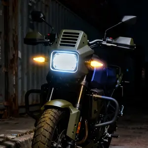 2PCS Dual-Color Motorcycle LED Turn Signals, 12V Amber,Blue Turn Signal Daytime Running Lights, Waterproof Universal Blinkers for Honda Yamaha Suzuki Scooter ATV