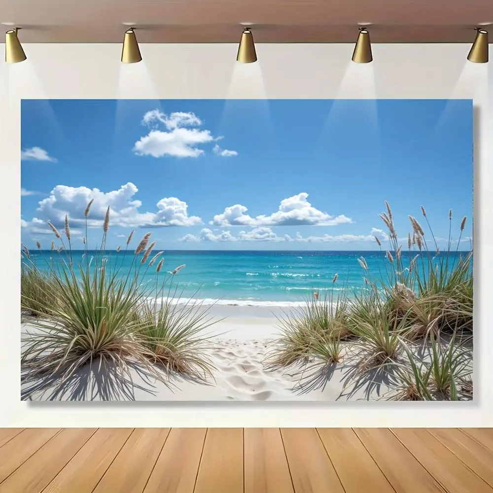 1pc 2D Flat Coastal Breeze Polyester Wall Tapestry - Seascape Glam Decor, Hangable Soft Texture, Easy-Hang Design, Indoor Holiday Backdrop