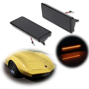 2pcs Smoke Lens Amber LED Front Side Marker lamps Lights For 1974 1975 1976 1977 1978 1979 Chevy Corvette C3,Replace OEM LSOT00932-R, LSOT00932-L