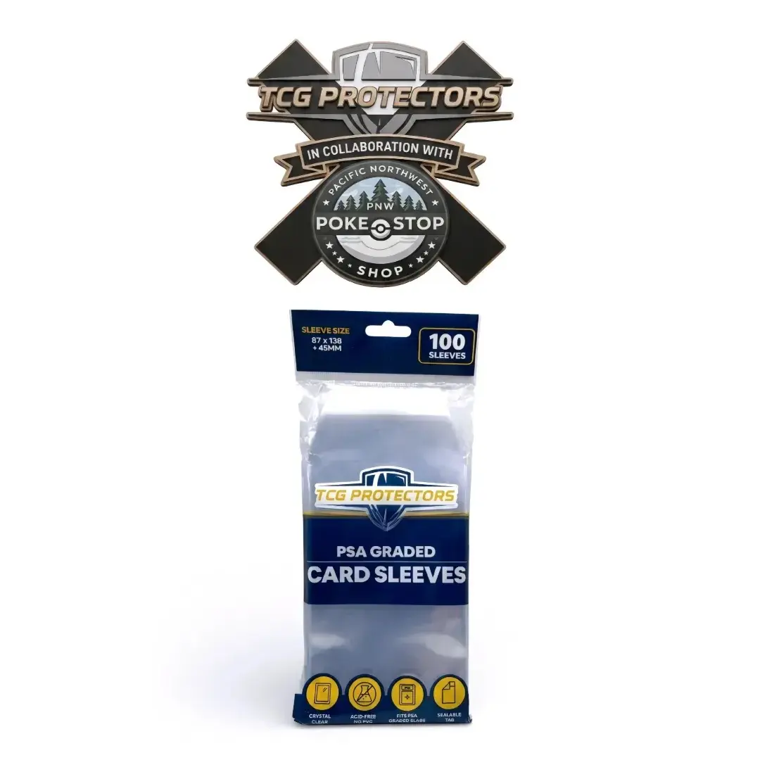 New TCG Protector x PNW Pokestop Shop Collab Hard Plastic Card Protectors - 100 Sleeves Collectible Accessory, Fits PSA, TAG, CGC Graded Trading Cards, Card Protectors Hard Plastic