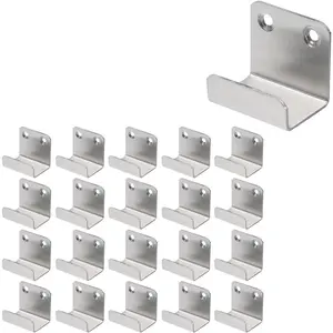 20Pcs Wall Hanger Fastener Bracket Heavy Duty Flat J Clamp Hook Hanger, Wall Mounted Clip Bracket Hook Fastener - Silver (Inner Width 25mm)