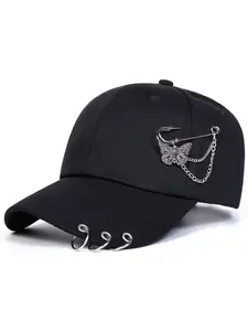 Unisex Butterfly Chain Pin Baseball Hat, Adjustable Sun Protection Casual Cap, Ideal for Spring Fall Travel Beach Vacation