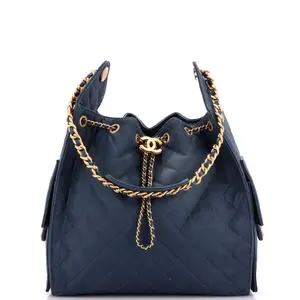 Pre-owned CHANEL Canvas Plain Shoulder Bags 25 Hobo Bag Quilted Canvas Medium by Rebag