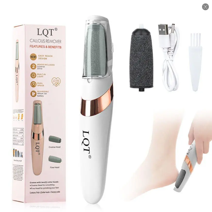 LQT Electric Feet Callus Remover,Portable Electronic Foot File Pedicure Tools,Waterproof Foot Scrubber File,Pedi Foot Care for Dead skin ,  smooth wand Exquisite Gifts for Women(white), Single Item