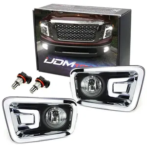 iJDMTOY Clear Lens Fog Lights Foglamp Kit with Xenon White 15-SMD LED Bulbs, Bezel Covers, On/Off Switch, Wiring Relay For 2017-2019 Nissan Titan, Titan XD