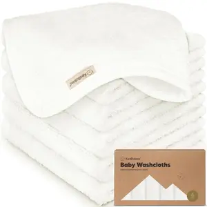 6-Pack Baby Washcloths - Soft Viscose from Bamboo Washcloth, Baby Wash Cloths for Newborn, Kids, Bath Baby Towels, Face Towel, Face Cloths for Washing Face (White)