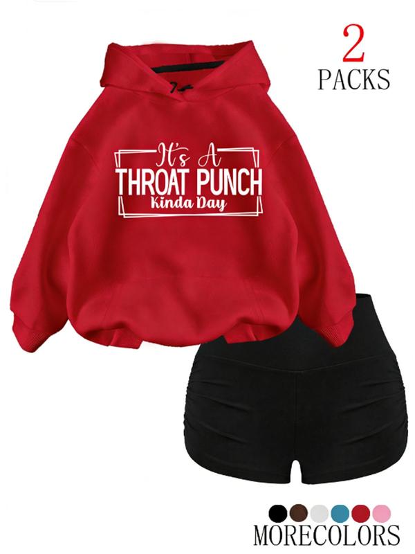 Cool Hoodie Set with High-Waisted Ruched Shorts, Loose Fit, Soft Fabric, Perfect for Fall & Winter, School & Club Wear