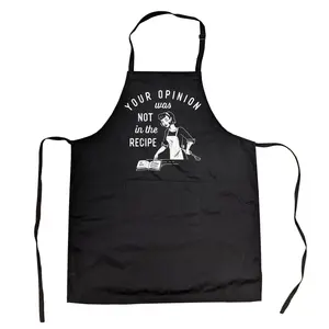 Your Opinion Was Not In The Recipe Cookout Apron Funny Baking Graphic Smock Funny Aprons Adjustable Household Items Graphic Print Funny Food Cover Grilling Apparel for Men Black