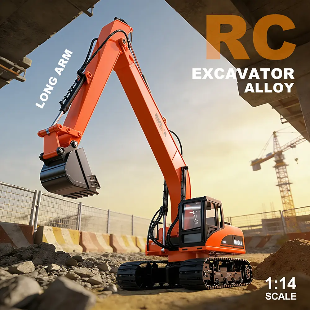 Huina Toys 1551 RC Excavator 1/14 Scale 15CH 2.4Ghz Alloy Remote Control Construction Truck Kids Toy Boys Gift