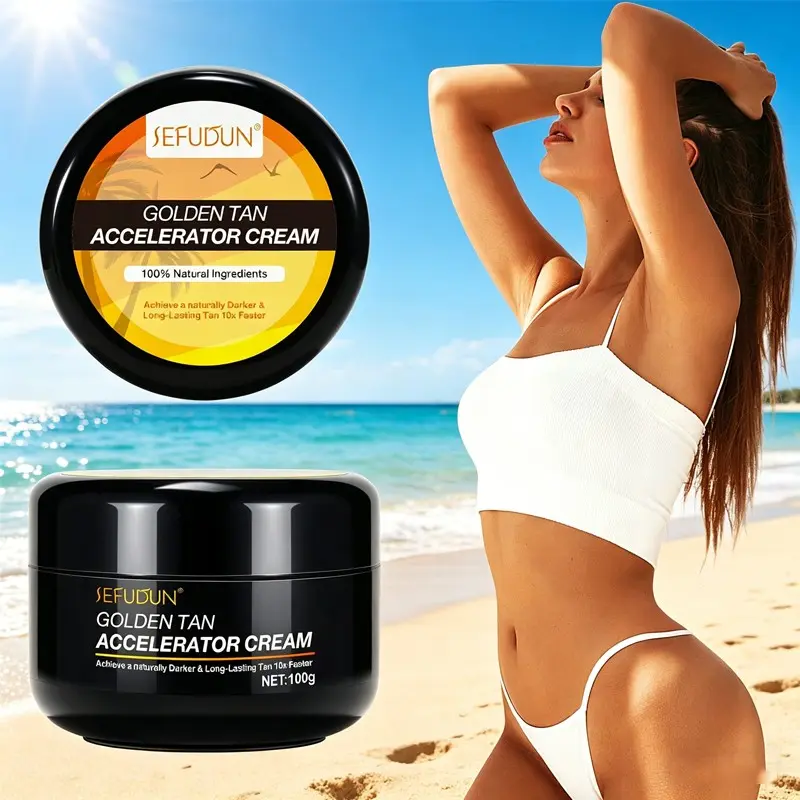 Sefudun Natural Tan Gel 100g, Summer Bronze Tone Skin Darkening Cream, Quick Tan Accelerator, Essential for Beach Trips, Unisex, Tanning Cream, Intensive Tanning Balm, Tanning Products