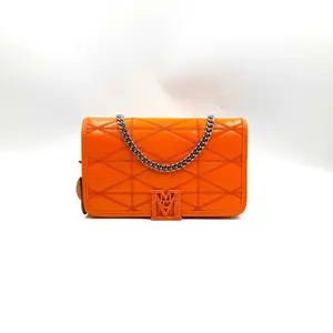 Pre-owned MCM AS Shown Small Leather Goods US0148 Large Travia Quilted Chain Wallet 26.01.14