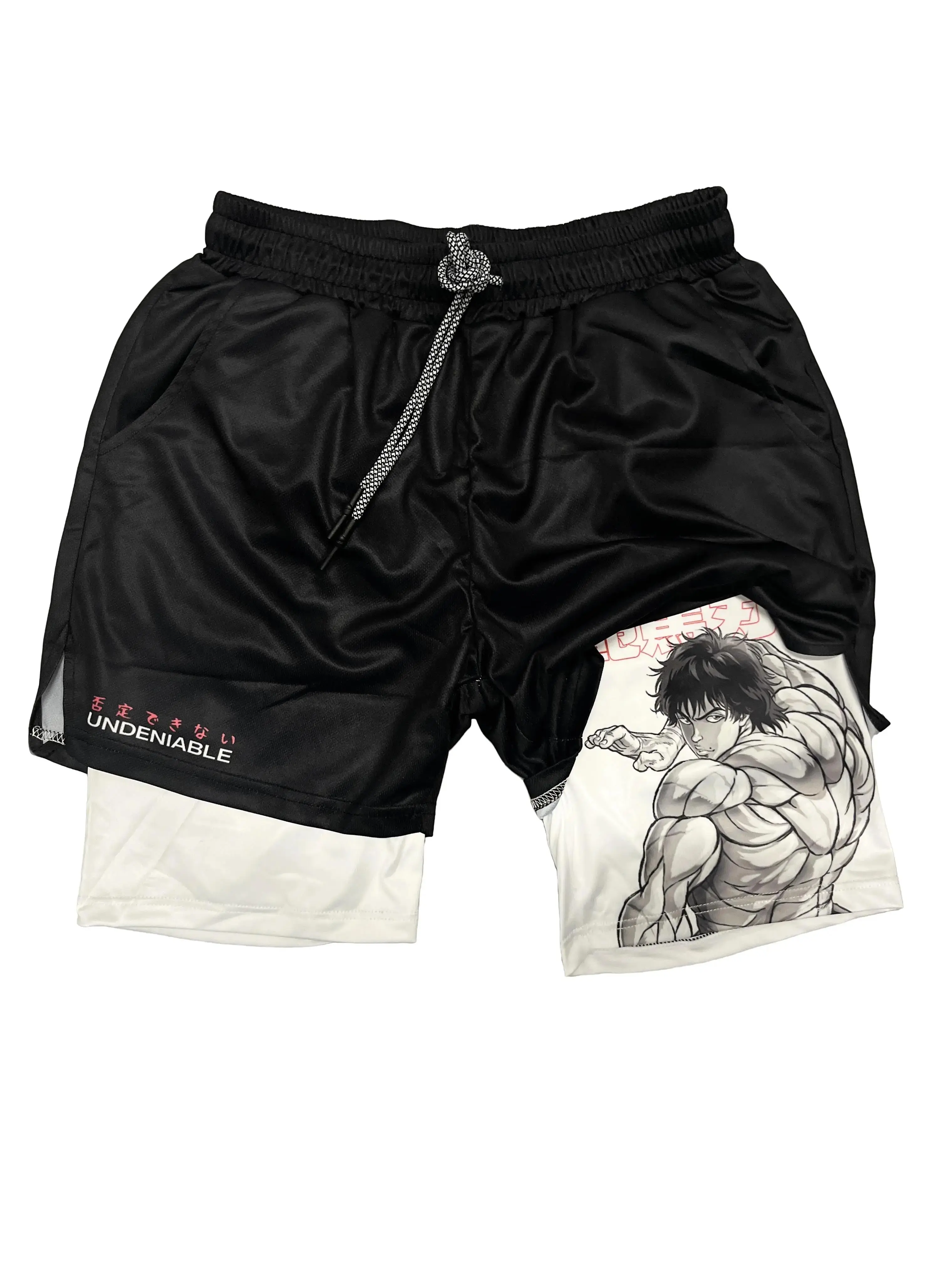 Men's Double Layer Anime Graphic Shorts, Loose-Fit Athleisure Style for Basketball, Gym Workouts, and Casual Outfits, Athleisure Shorts, Cartoon Graphic Shorts