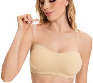 Lusait Seamless Wireless Bra Bralettes Non Slip Wireless Supportive Bras Soft Jelly Bra with Anti-Slip Silicone Lining for Women Seamless Strapless Bra