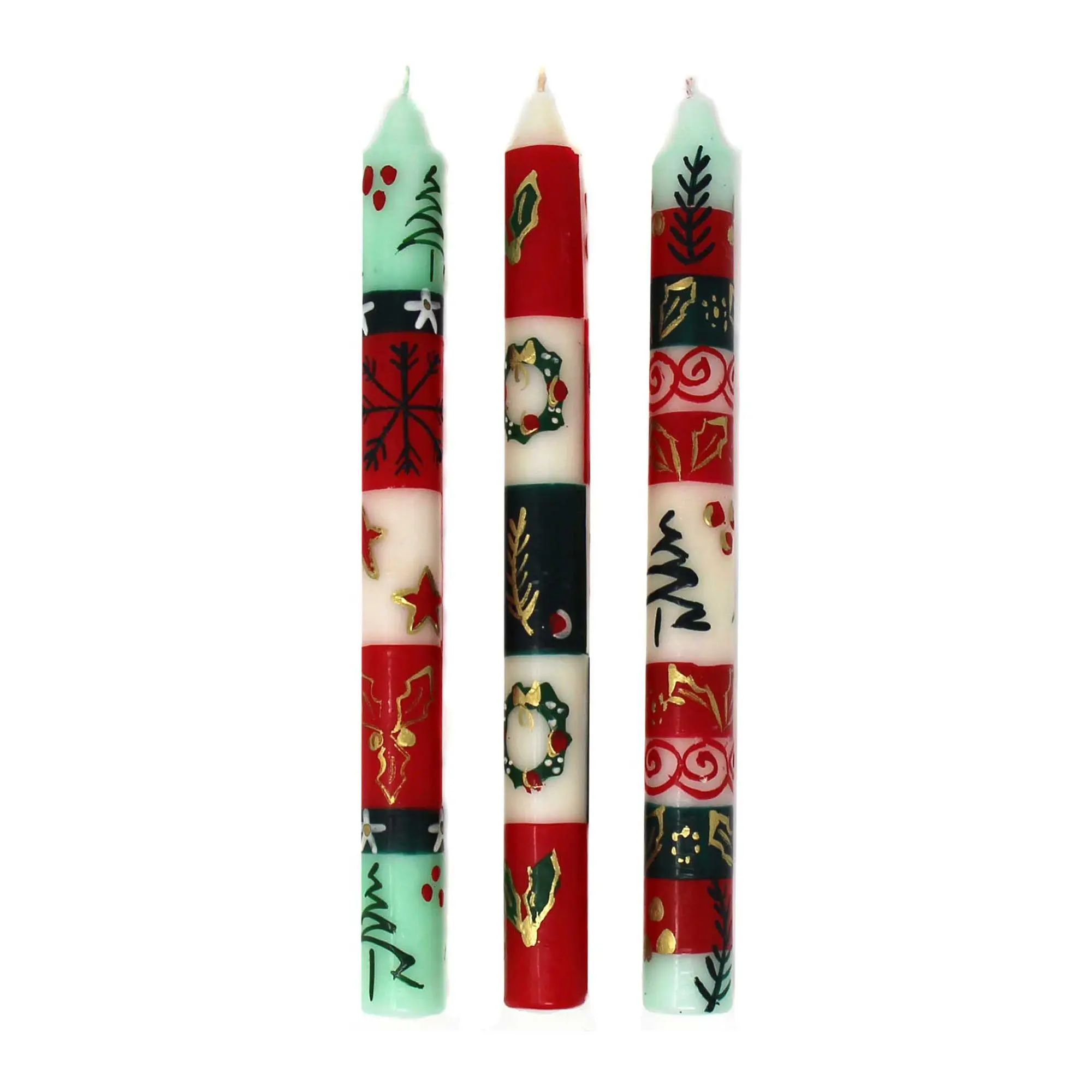 Global Crafts South African Painted Christmas Dinner Candles