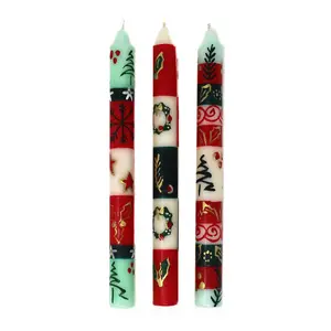 Global Crafts South African Painted Christmas Dinner Candles