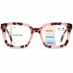 Progressive Reading Glasses for Women & Men, Oversized Square Blue Light Blocking Readers, Lightweight Spring Hinge Eyeglasses