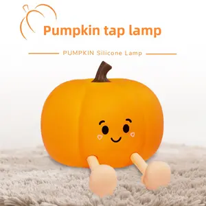 Little Pumpkin Sleep Lamp Cute night  light Soft Silicone Safe LED Lights for Bedroom Decorations Timing Dimmable Bedside Lamp Room Decor Kids Baby Halloween Christmas Gifts