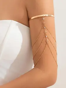 Women's Artificial Crystal & Chain Decor Arm Cuff, Fashionable Body Jewelry for Party, Daily Clothing Decor, Trendy All-match & Exquisite for Birthday Gift, Body Jewellery, Chic Body Jewelry