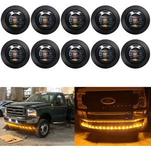 10 Pcs 3/4 Inch Amber LED Marker Lights, 12V Sealed Waterproof Smoked Lens Signal Light with 5-Year Warranty for Trailer Truck RV