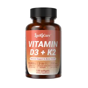 D3 K2 Vitamin 10000 IU Vitamin D3 & 200mcg Vitamin K2 MK-7 Softgel -120 Softgels, Supports Bone, Heart, Immune & Calcium Health, Healthcare Dietary Bathroom