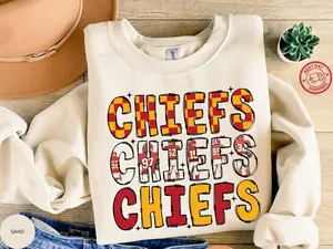 [SALE UP TO 45%] Chiefs Football Shirt, Let's Go Chiefs Sweatshirt, Crew Neck Cotton Apparel, Gift for Him or Her