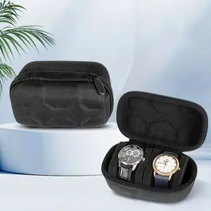 2-Compartment Watch Travel Case Unisex Organizer Box with Soft Padding Handle Hard Shell Storage for Men Women Fashionable Watch Accessories with Real Glass Top & Metal Lock tiktokshopspringglowup