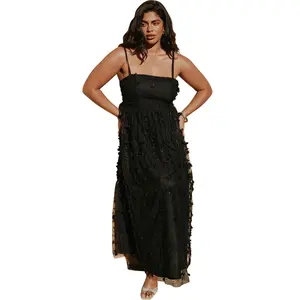 ELOQUII Women's Plus Size Floral Applique Dress