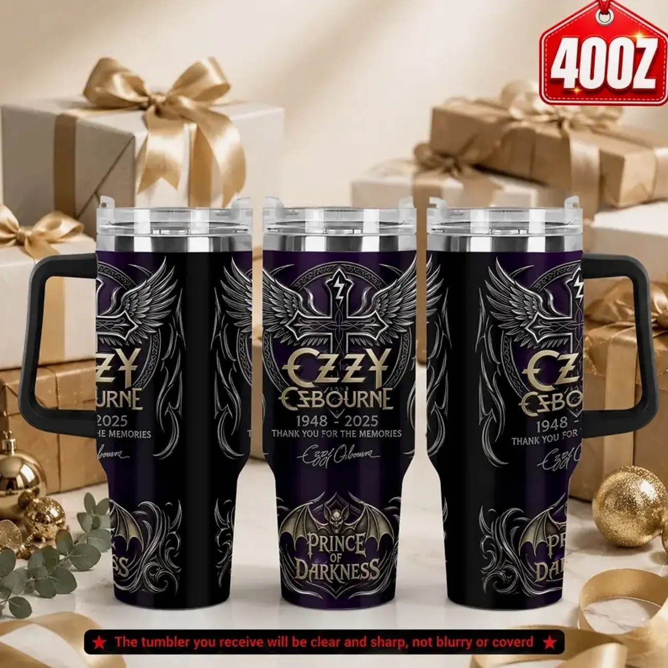 Ozzy Osbourne 1948–2025 Prince of Darkness 20oz/30oz/40oz Tumbler With Handle, Premium Vacuum Insulated Stainless Steel Travel Mug, Tribute Collector's Edition Gift