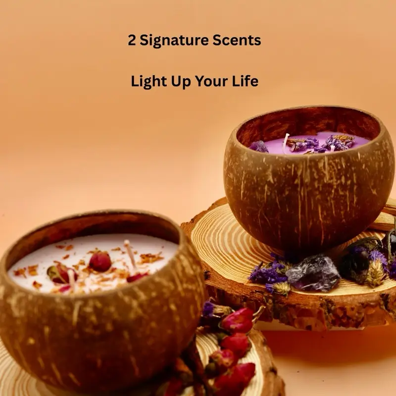 Candle Gift Set – Coconut Shell Soy Candles Bundle | 2 Luxury Scented Candles | Perfect Gift Under $60 | Aesthetic Home Decor