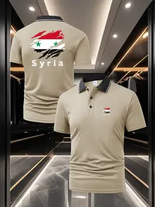 Sophisticated Men's Syria Flag Theme Polo Shirt - Front & Back Dual Print Soft & Breathable Top Perfect for Sports Fitness & Daily Casual Wear