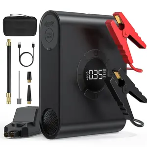 AKP-P200 Portable Car Jump Starter with LED Light & Air Compressor 2000A Peak Current 45° Lithium Battery 8 Protection Modes USB QuickCharge 4-in-1 Power Bank for Cars Trucks Motorcycles