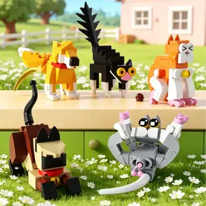 3D Mini Micro Building Blocks Cat and Dog Set, Cute Animal Miniature Brick Puzzle Kit, Kids STEM Arts & Crafts Sensory Toy, Creative Tabletop Desk Decor, Birthday Christmas Gift for Adults Kids