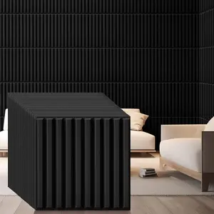32 pcs 3d slat wall panels 12 x 12 inch pvc fluted textured panel cuttable glue up wall art decorative tiles for ceiling studio bathroom interior tv background black